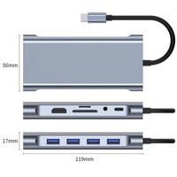Adaptador HUB 11 en 1, 4K, VGA, Tipo C, PD, USB 3.0, RJ45, Ethernet, Lector de Tarjetas SD/TF, Base de Conexión Compatible con Laptop