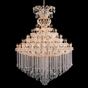 Manufacture Custom Modern Hotel Lobby Villa Decoration Pendant Light Large Project Luxury LED Crystal Chandelier