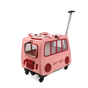 Cat Bus <b>Pet</b> Trolley <b>Carrier</b> Breathable Rolling Travel Bag for Cats Small Dogs <b>pet</b> <b>carrier</b> - Product Image 1