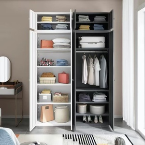 Armoire blanche à double porte 70x50x200cm, design minimaliste, gain de place, meubles de chambre à coucher, matériau MDF, portes à charnières - Product Image 5