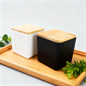 Lớn Sang Trọng Rõ Ràng Thơm Nến Jar 300Ml Màu Nến Thủy Tinh Jar Container Bán Buôn Nến Vuông Lọ Có Nắp Đậy - Product Image 1