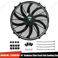 Ventilateur de refroidissement électrique universel 12V 120W de 16 pouces, fin, à aspiration et poussée, pour radiateur, kit de montage noir, haute performance 2000 tr/min