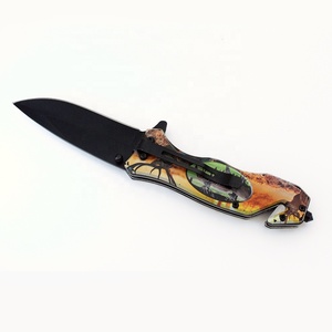 OEM 3D con stampa di cervo con manico tattico coltello multiuso con rivestimento nero con lama pieghevole coltello tascabile da campeggio di sopravvivenza - Product Image 3