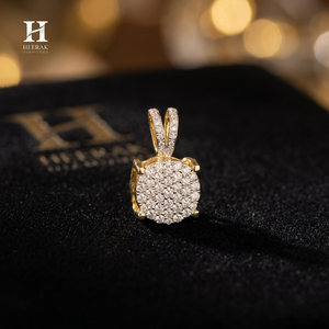 จี้เพชรทองคำ 14K แบบกำหนดเอง, จี้ทรงกลมแบบอิลลูชั่นเซ็ตติ้งสไตล์โซลิแทร์สำหรับผู้หญิง, เครื่องประดับคุณภาพสูงขายส่ง - Product Image 1