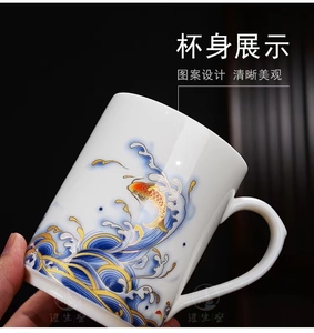 Hot-bán thịt cừu chất béo cốc ngọc mờ sứ nồi với Infuser Hộp quà tặng gói Ly Trắng - Product Image 3