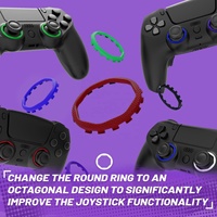 Anneaux d'accentuation octogonaux à claviers intégrés, couleur Rouge Carmin, pour coques EXtremeRate PS5 Luna Redesigned et PS4 Ghost Redesigned
