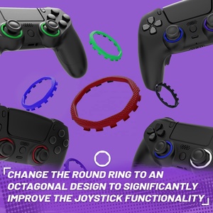 Anillos decorativos octogonales con diseño de barras rojas Carmine Redesigned para EXtremeRate PS5 Luna Redesigned y para PS4 Ghost Redesigned Shell - Product Image 3