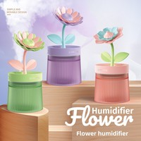Mini humidificateur portable USB avec éclairage d'ambiance en forme de pot de fleurs pour voiture, bureau, études, cadeaux, vente en gros