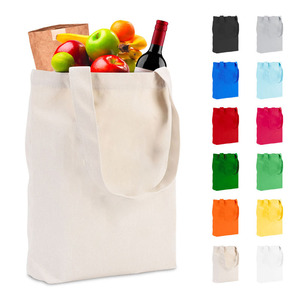 Bolsa de compras reutilizable ecológica con logotipo personalizado, de lona de algodón tejida, con bolsillos con cierre de cremallera para viajes y regalos. - Product Image 1