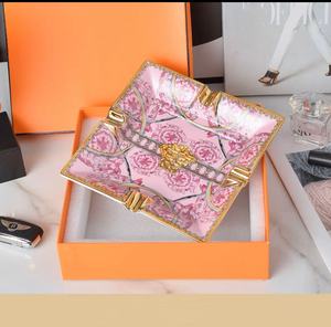 Wholesale Hand-Painted Luxury Modern Eco-friendly Durable Easy to Clean Portable Ceramic Ashtray for <b>Cigar</b> Smoking <b>Accessories</b> - Product Image 1