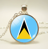 Collier chaîne en alliage avec pendentif cabochon en verre brillant, série drapeaux de pays, ajustable, bijoux en gros économiques du Danemark