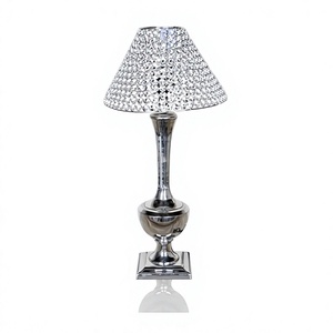 European Crystal Table Lamp Hollow Decoration Hotel Table Centerpiece LED Modern AC Powered Golden Finish - Product Image 1