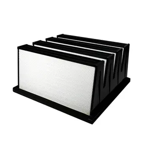 Fabricante de filtros HVAC tipo W, filtro HEPA tipo V personalizado de alta eficiencia con área de retención de polvo grande