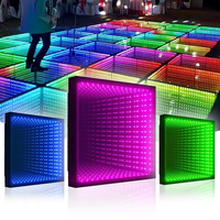 MJ 3d miroir infini carreaux de piste de danse panneau de verre dmx boîte de nuit rgb lumière led piste de danse magnétique pour fête de mariage