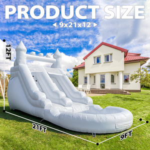 Toboggan aquatique gonflable blanc à une voie avec grande piscine pour l'intérieur et l'extérieur, idéal pour le plaisir estival et les rassemblements - Product Image 4