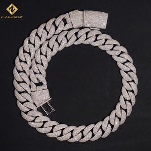 Mejor Precio al por Mayor, Cadena Cubana Personalizada de Moissanita de 18MM, Collar de Plata 925 con Baño de Rodio, Joyería Hip Hop para Hombre - Product Image 3