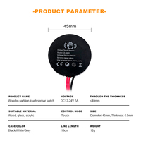 Jumlah kabel DC12V/24V <40mm jangkauan kabel papan kayu LED Sensor peredupan sentuh saklar lampu untuk kayu/kaca/akrilik
