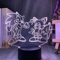 Lampe à 7 couleurs changeantes, modèle de figurine sonique 3D