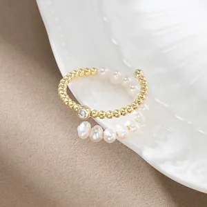 Bague en argent Sterling 925 <span class=keywords><strong>avec</strong></span> perle naturelle originale pour femme, bague en perle <span class=keywords><strong>avec</strong></span> zircon de qualité supérieure, cadeaux - Product Image 2