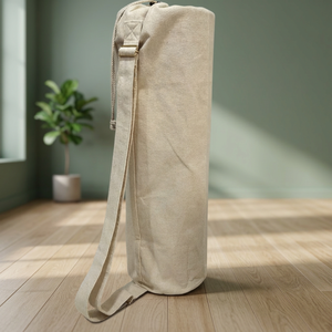 Sac de transport pour tapis de yoga en toile de coton, élégant, écologique, léger, avec fermeture éclair, pour la gym, pour les déplacements, durable, fabriqué par des artisans - Product Image 6