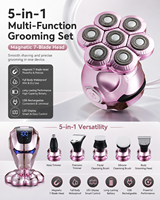 Kit de toilettage multifonction 5-en-1 (rasoir électrique à 7 lames magnétiques) avec écran LED intelligent, tondeuse corporelle rechargeable Type-C 4K