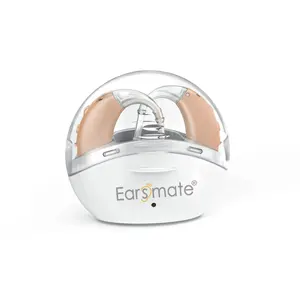 새로운 듀얼 BTE 보청기 충전식 배터리 Earsmate 보청기 회사 G25C 보청기 필터 및 휴대용 충전기 케이스