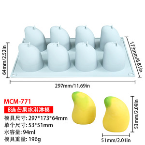 <span class=keywords><strong>Molde</strong></span> de Silicona 3D con Forma de Mango para Pastel, Pudín de Frutas, Helado, Repostería, Mousse, <span class=keywords><strong>Molde</strong></span> Gigante de Mango - Product Image 2