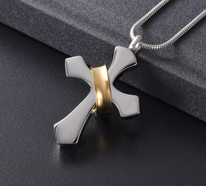 Latin Cross dengan Emas Kerah Liontin Perhiasan Kremasi Abu Kenang-kenangan Guci Kalung Manusia Hewan Peliharaan Memorial Liontin dengan <span class=keywords><strong>Kit</strong></span> - Product Image 2