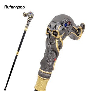 Bâton de marche Rufengbao Octopus Skull avec poignée en métal noir et or, canne de randonnée tendance pour jeunes - Product Image 1