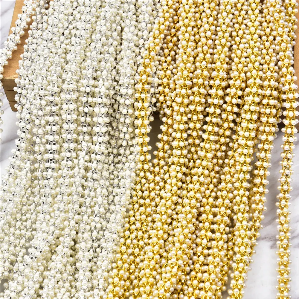 Wholesale Corn Chain Pearl Flower Chain Garment Neckline Hand-Sewn Dense Beads Trimming Diy Collar Bracelet Jewelry Accessories