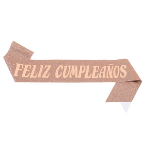 Écharpe de fête d'<span class=keywords><strong>anniversaire</strong></span> espagnole « Feliz Cumpleaños » à thème mexicain, ruban de bandoulière doré estampé et pailleté - Product Image 5