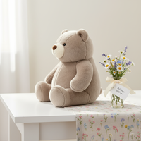 OEM ODM Personnalisé Ours en peluche gris assis et rond, brodé, en polyester et coton PP, pour anniversaire