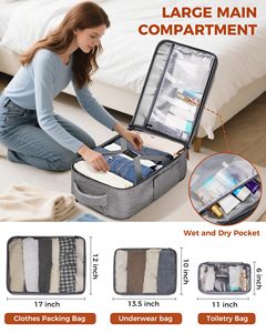 Custom Travel Rolling Wheeled <strong>Backpack</strong> Airline Approved 3 Packing <strong>Cubes</strong> 17 Inch Laptop Carry-On <strong>Backpack</strong> - Product Image 2