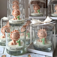 Bestseller Handgemachte Löwen-Tierfigur Sojawachs Duftkerze im Klaren Tiefer Behälter für Geburtstagsgeschenk Jubiläumsgeschenk Babyparty