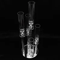 Candélabre en verre cristal 5 têtes 80 cm, porte-bougies pilier transparent, centres de table pour mariage, décoration de fête et de mariage
