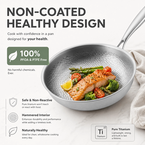 Wok <span class=keywords><strong>de</strong></span> <span class=keywords><strong>Titanio</strong></span> sin Químicos, Cocina Saludable, Sin Revestimiento Antiadherente, Libre <span class=keywords><strong>de</strong></span> PFOA y PTFE, Utensilio <span class=keywords><strong>de</strong></span> Cocina para Saltear - Product Image 2