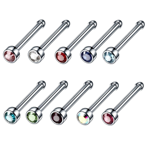 Lotus in Stock Piercing de nez en titane massif G23, tige droite avec embout boule - 20G - Product Image 2