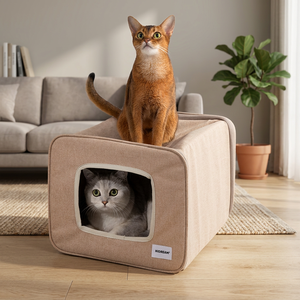 Producto para el cuidado de mascotas: Cama para gatos con ventosa para ventana y túnel - Hamaca para ventana con fuerte ventosa, cueva para gatos de fieltro lavable para gatos de interior - Product Image 1