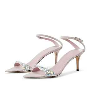 Women Colorful Diamonds Sandals Party Dress Open Pointed Toe Stiletto Medium <b>Heels</b> <b>Ankle</b> <b>Strap</b> Shoes - Product Image 2