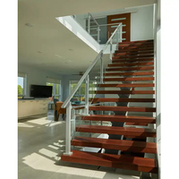 Barrière en verre moderne pour intérieur, en bois et acier, pour chiens, escaliers flottants pour villa, usage intérieur