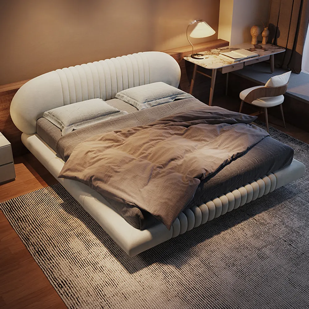 MIGLIO 5792 | غرفة نوم مزدوجة إيطالية طقم ناعم أثاث غرفة نوم مزدوجة سرير من خشب الصنوبر بتصميم إسكندنافي سرير عصري
