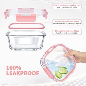New Design Multifunctional Meal Prep <b>Containers</b> Bpa Free Glass Food <b>Container</b> Leak Proof Lunch Box Glass Lid Kitchen Use - Product Image 3