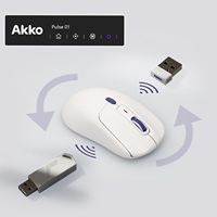 Ratón Inalámbrico para Juegos Akko Pulse 01, Ergonómico y Ligero (69g), Sensor Óptico PAW 3950 de Doble Lector a 8kHz, 8 DPI Ajustables, 7 Modos