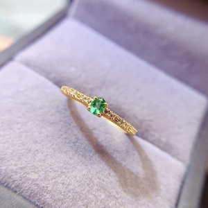 Pronto per la spedizione OEM/ODM 925 <span class=keywords><strong>argento</strong></span> Sterling placcato <span class=keywords><strong>oro</strong></span> naturale smeraldo anello per le donne anniversario - Product Image 5
