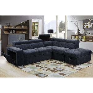 Châu Âu New Arrival màu xanh đậm duy nhất <span class=keywords><strong>futon</strong></span> với lưu trữ 2 CHỖ NGỒI + Chaise Chenille vải hình ngủ sofa giường sofa kiêm giường - Product Image 4