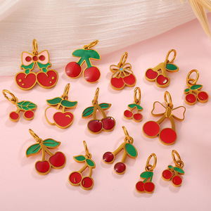 Breloques cerises en alliage de zinc, pendentifs pour bijoux DIY, accessoires unisexes, cadeau en forme de fruit - Product Image 2