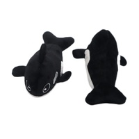 Jouet à mâcher pour chien en peluche en forme de baleine tueuse, nouveau design, échantillon gratuit, écologique, interactif, qui couine, pour le nettoyage des dents