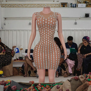 Robe moulante mini sans manches à sequins 2025 – Tendance Cocktail Strass Col V Club Sexy Vêtements Femme - Product Image 2