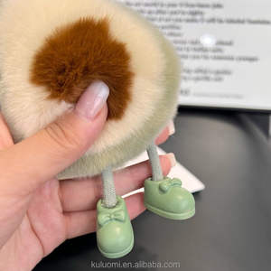 Kawaii bola verde coche llavero lindo Real Rex conejo piel aguacate muñeca colgante peluche juguetes fruta llaveros bolsa Orname - Product Image 4