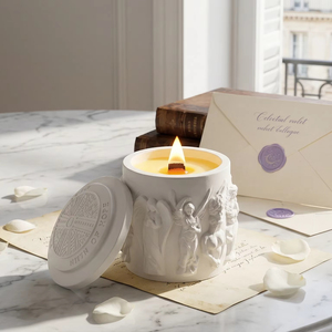 Bougie d'aromathérapie en cire de soja mélangée en forme de coupe, sculpture ange Eros, pour intérieur, ambiance raffinée, cadeau d'anniversaire - Product Image 1